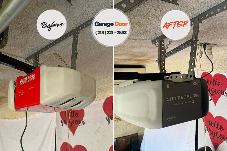 Before and after: garage door repair Peletier, NC